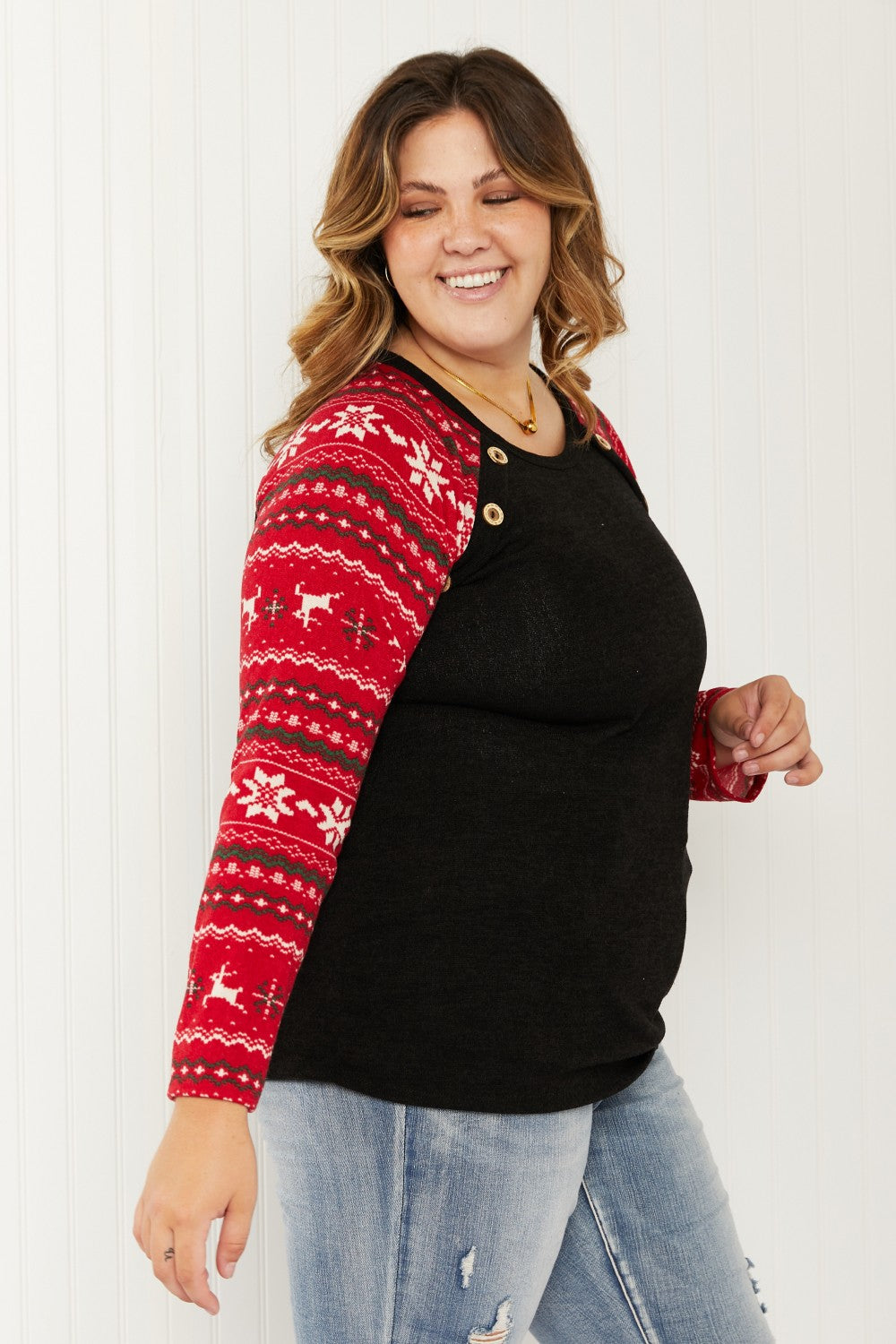 Heimish Winter Wonderland Full Size Christmas Baseball Sleeve Top -