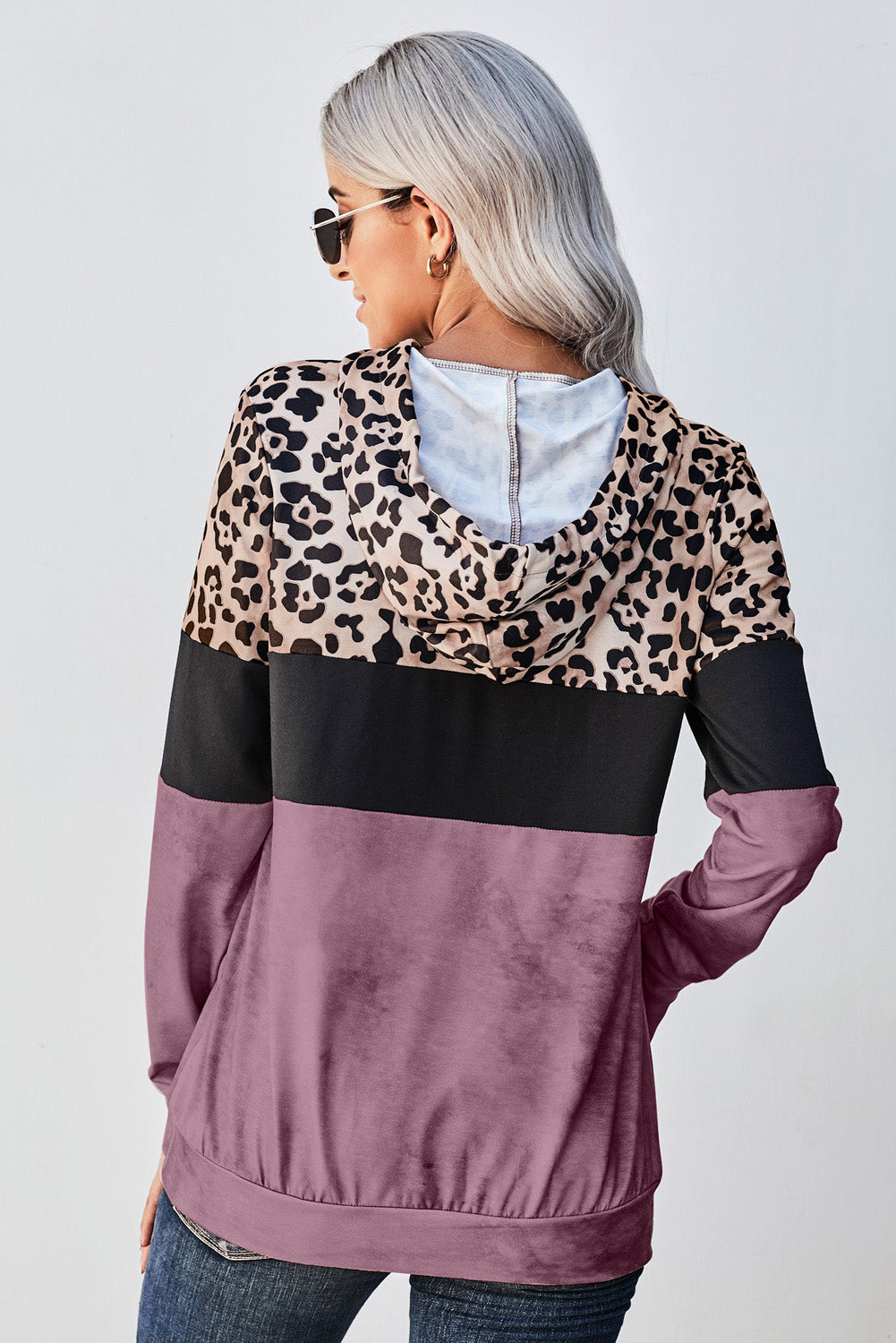 Leopard Color Block Hoodie -