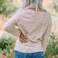 Striped Round Neck Slit Top -